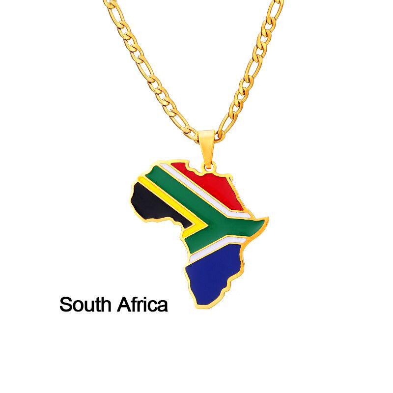 Africká mapa Hip-Hop nerezový náhrdelník: Nigérie, Somálsko, Angola Design