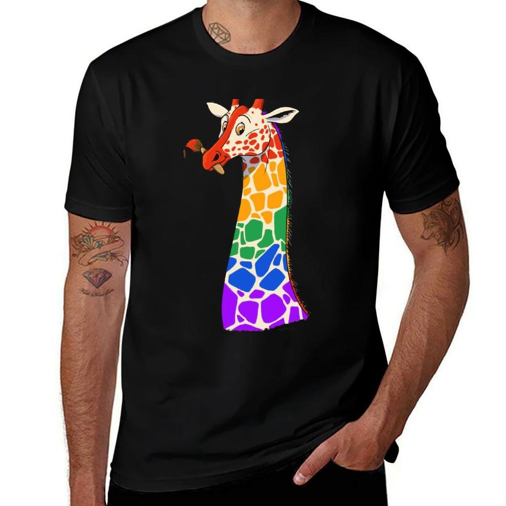 Painted Giraffe TShirt Basic Simple Casual Short Sleeve Tee