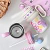 Cartoon Style Insulation Cup For Girls With Large Capacity And Builtin Straw For Home Use