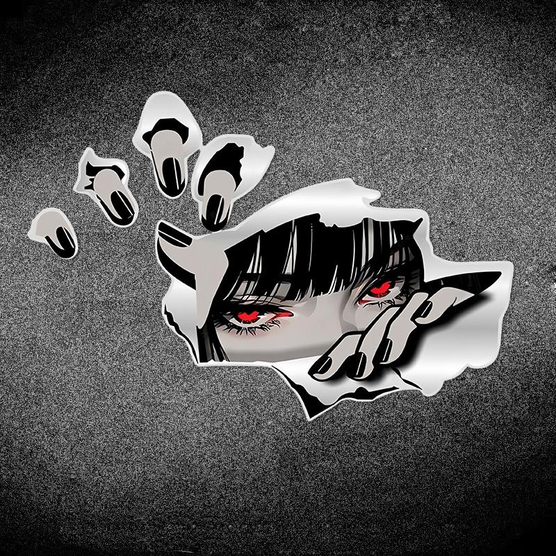 1 Adet Anime Gözetleyen Gözler JDM Motosiklet Çıkartmaları Elektrikli Scooter Komik Dekorasyon Yenileme Araba Camı Tampon Bagaj Vinil Çıkartmaları