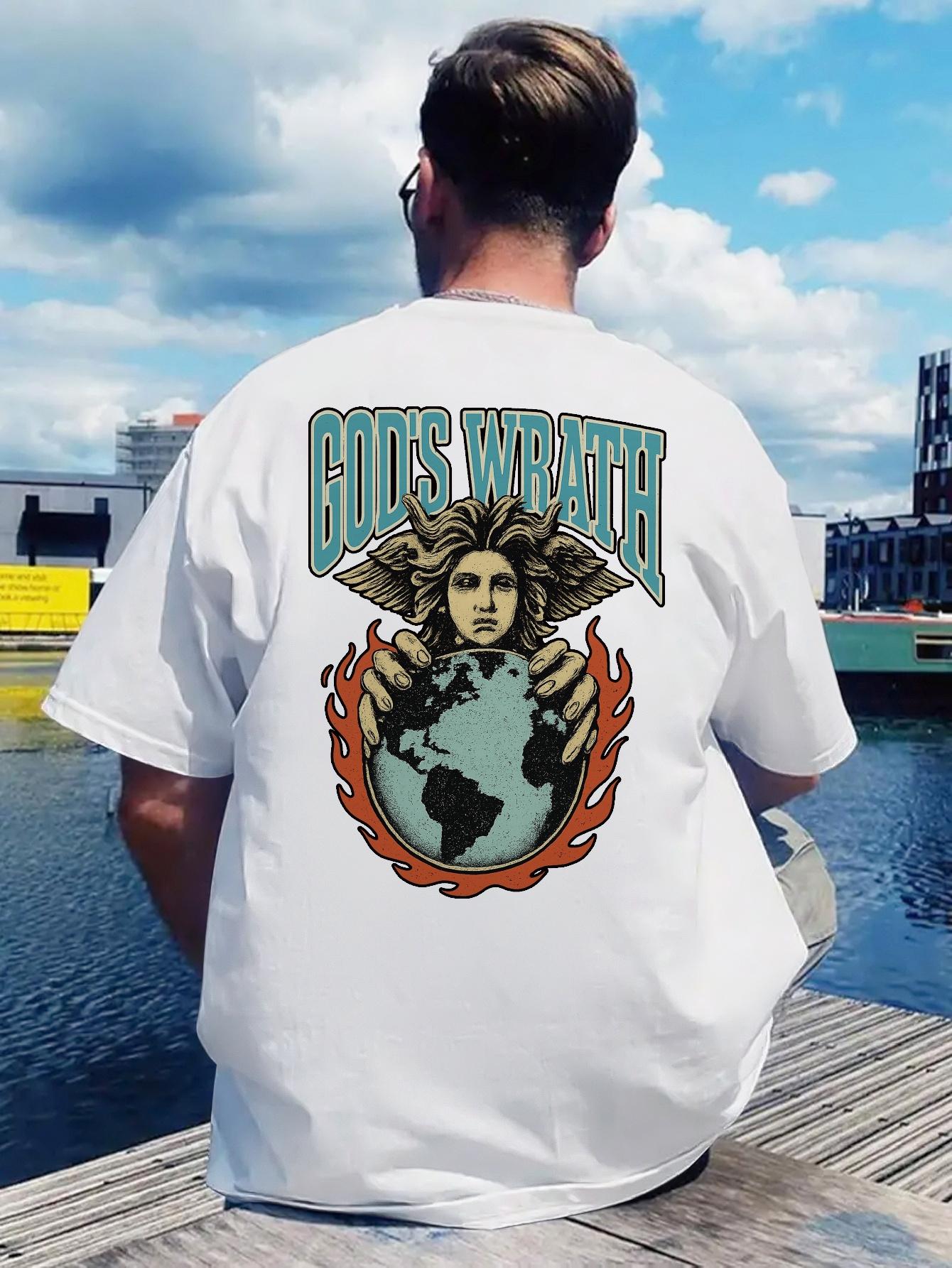 

Vintage Rock Band Graphic T-shirt - God S Wrath Design with Fists Raised & Earth Emblem XXXL