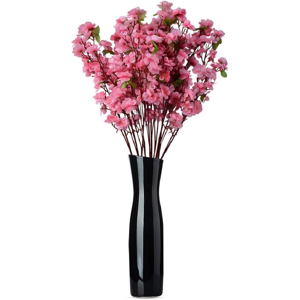 Callu 10Pcs Artificial Flowers Peach Blossom Simulation Peach Branches Flowers Silk Peach Flowers Bouquets Faux Spring Peach Fake Plants for Wedding