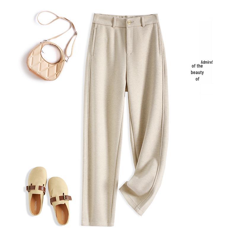 

Женские брюки гарем из шерстяной смеси с высокой талией на осень/зиму 2024 года - Эластичная спинка, Плотные и универсальные повседневные брюки 2XL [125-135]