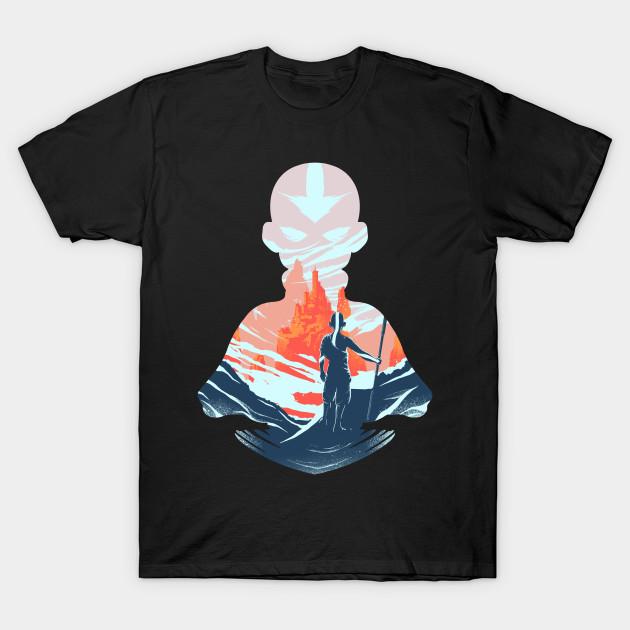 Men Black Print T-shirt The Last Airbender No-Cut Transfer Paper Print Cotton Tshirt 2XL чёрный