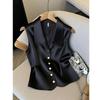 Satin French Temperament Women Vest Shirts Chic Point Turn-down Collar V-neck Vest Jacket Beige Sleeveless Blouse