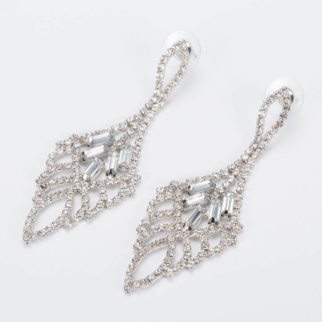 Luxurious Exaggerating Earrings Long Water Drop Bridal Crystal European and American Hot-Sale E482
