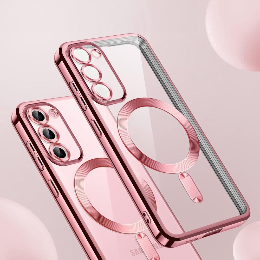Case for Samsung Galaxy S23 Plus, Electro MagSafe, Pink Rose Gold + Glass Screen Protector