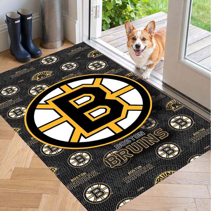 Soft Floor Carpet Boston Bruins Pattern Area Rug Decorative Mat For Home Room Decoration
