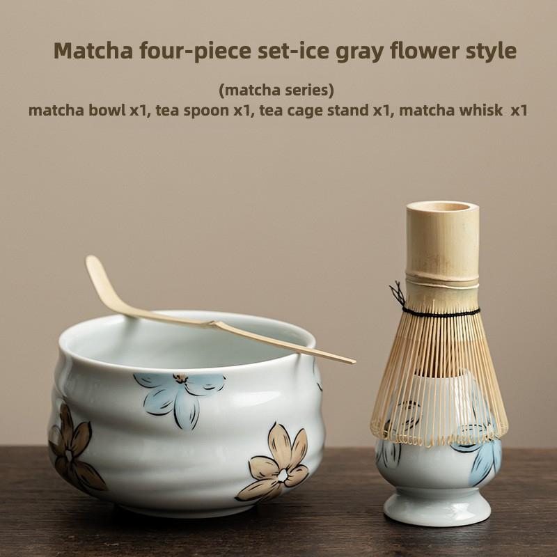

Japanese Matcha Set 4pc Matcha Kit Handcrafted Ceramic Bowl Bamboo Whisk Tea Chasen Holder Matcha Ceremony Starter Kit Gift Box Four-piece Set