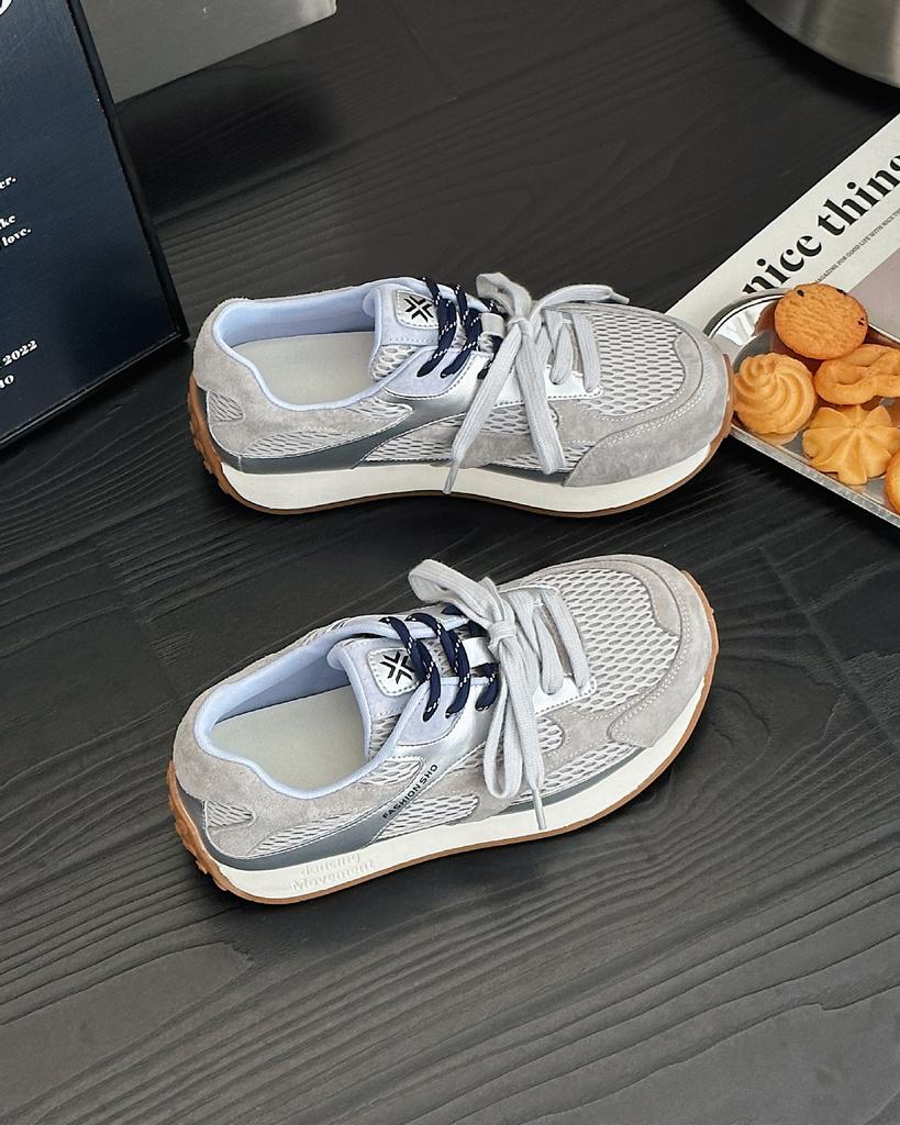 Leather German training shoes women's 2025 new mesh breathable platform casual sports board shoes comfortable and versatile Forrest Gump shoes tide