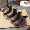 Boys Martin Boots 2025 New Winter Girls Velvet Cotton Boots Medium and Older Children's Short Boots Children's British Leather Boots Tide