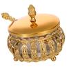 Decorative Hollow Out Iron Sugar Bowl With Clear Glass Canister and Spoon Multiuse Spices Jar For Storing Dry Ingredient