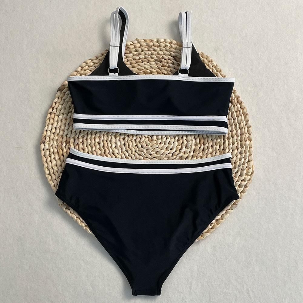 OFTBUY 2025 New Summer Sexy Sports Style High-waisted Swimsuit Women 2 Pieces Bikini Set Removable Bra Beach Swimwear Female