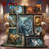 Feline Fantasy Portraits 2D Flat Pattern Flannel Blanket, High quality All Seasons, Home Decor, Warmth and Comfort, Perfect for Christmas Gifts.
