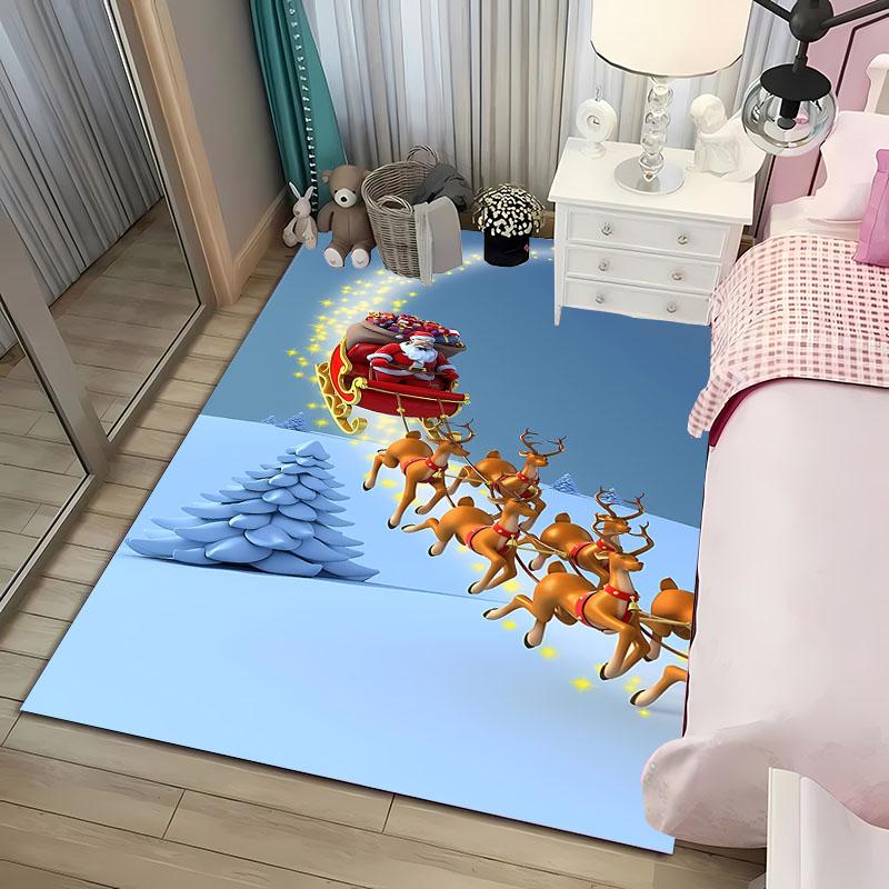 3D Christmas Cartoon Carpet, Living Room Bedroom Home Decor Carpet Garden Lawn Carpet Kitchen Kids Bedroom Mat Christmas Present