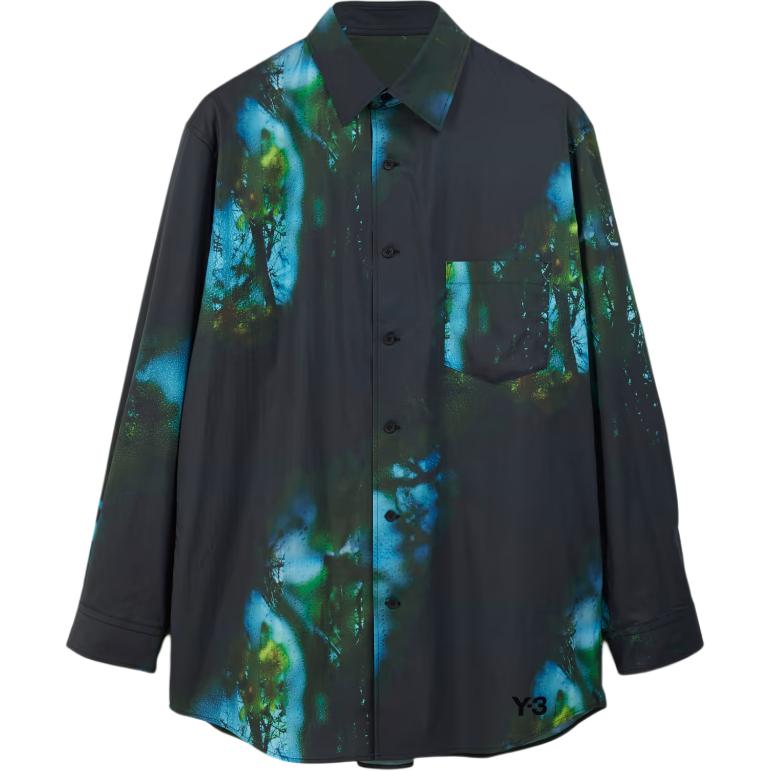 

Y-3 All Over Print Pointed Collar Single Breasted Loose Long Sleeve Shirt Men shirts Multi-color JL8299 XS