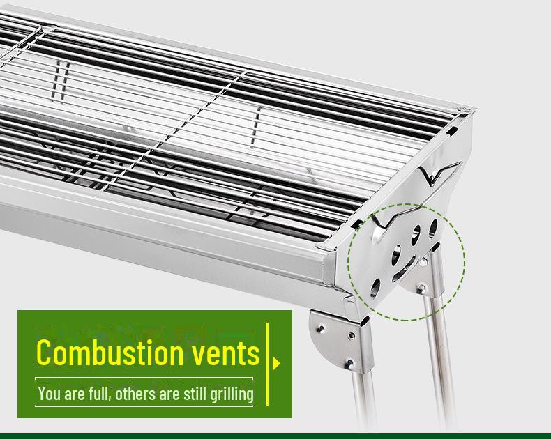 Velký přenosný bezdýmný skládací gril na dřevěné uhlí pro venkovní grilování