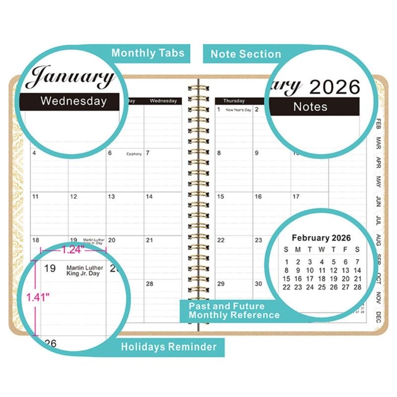 2026 Weekly Monthly Planner Twin Coil Binding Academic Planner 12 Month From Jan.2026-Dec.2026 for Daily Scheduling