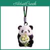 Panda Plush Keychain With Floral Design For Gift And Decoration