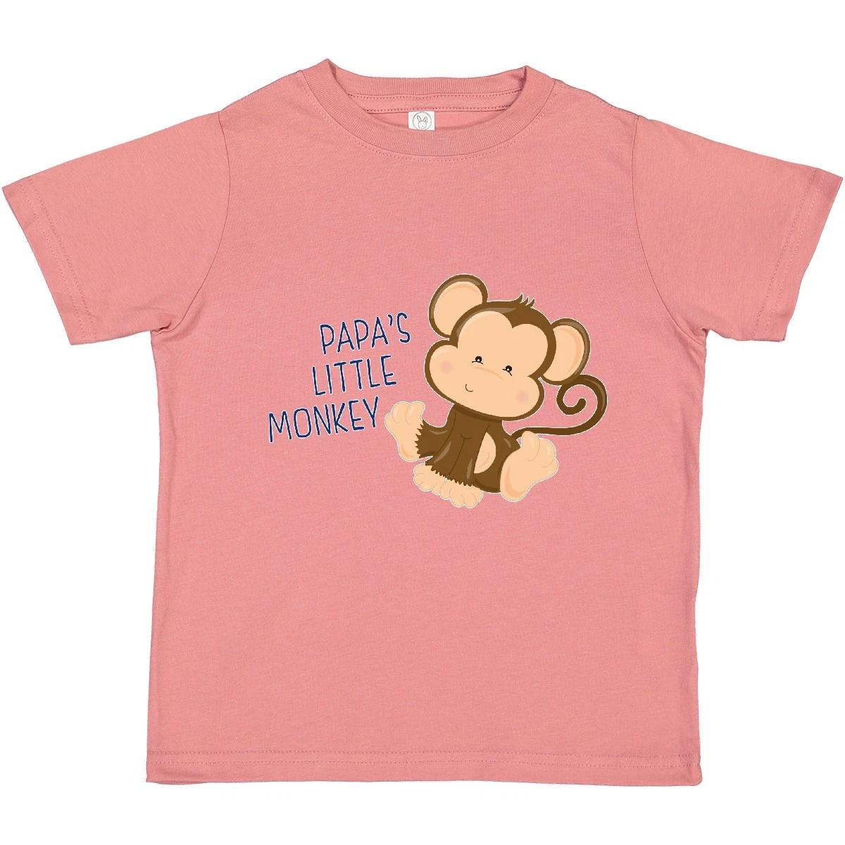 Inktastic Papa s Little Monkey Toddler T-Shirt Family Cute Papa Grandpa Blue Kid 120