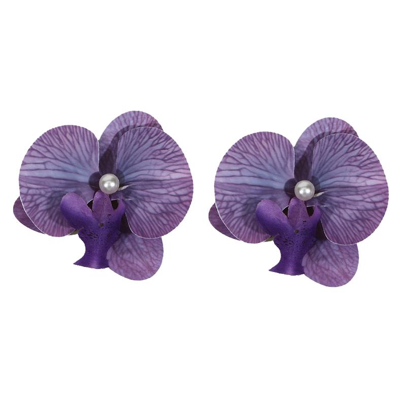 Hair Accessories 1/2pcs Flower Hair Clip Hair Ornament Pink Orchid Orchid Hairpin Side Barrettes Headdress Bohemia Barrettes NEW
