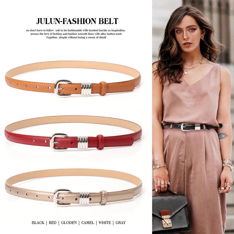 Women's Faux Leather Minimalist Skinny Belt for Jeans and Dresses