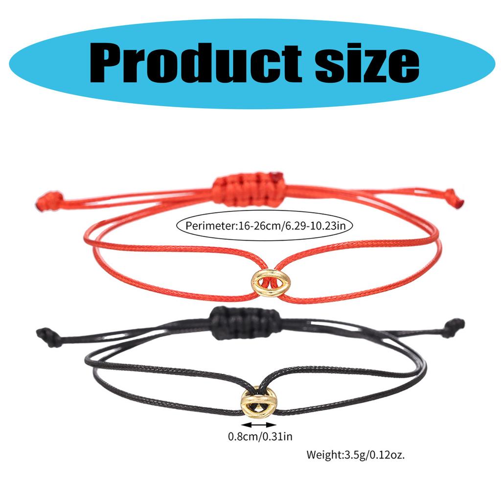 2pcs Couple Bracelets Good Luck Beads Handchain Adjustable Handmade Wristchain Braided Rope Wristchain Accessory