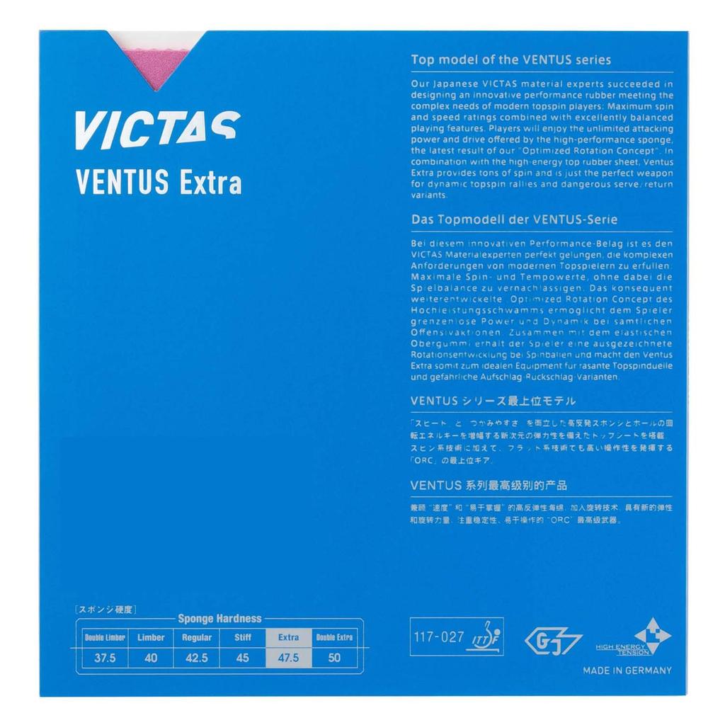 Victas Ventus Extra Tenis de Mesa Invertido Alta Energía MAX 200030 Goma, Suave, Tensión, Rosa,