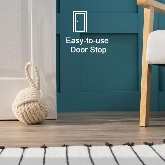 Weighted Door Stopper Heavy Sand Filled Door Stop with Handle Home Office Indoor Decorative Handmade Cotton Rope Ball Floor Doorstop