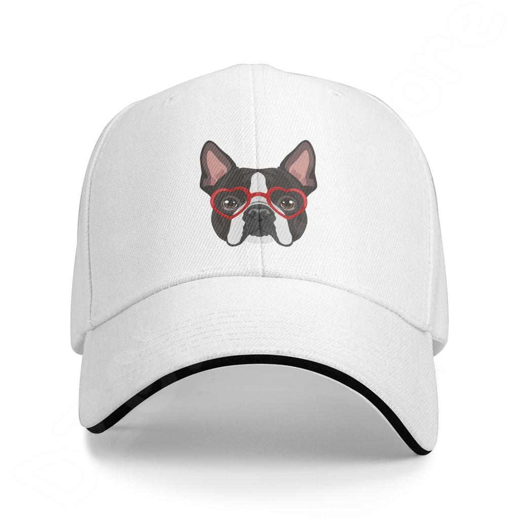 Denim-Kappe, Boston Terrier-Hund, Baseball-Dad-Cap, klassisch gewaschen, 100 % Baumwolle, verstellbar, lässig, Sport, für Unisex, Damen, Mütze