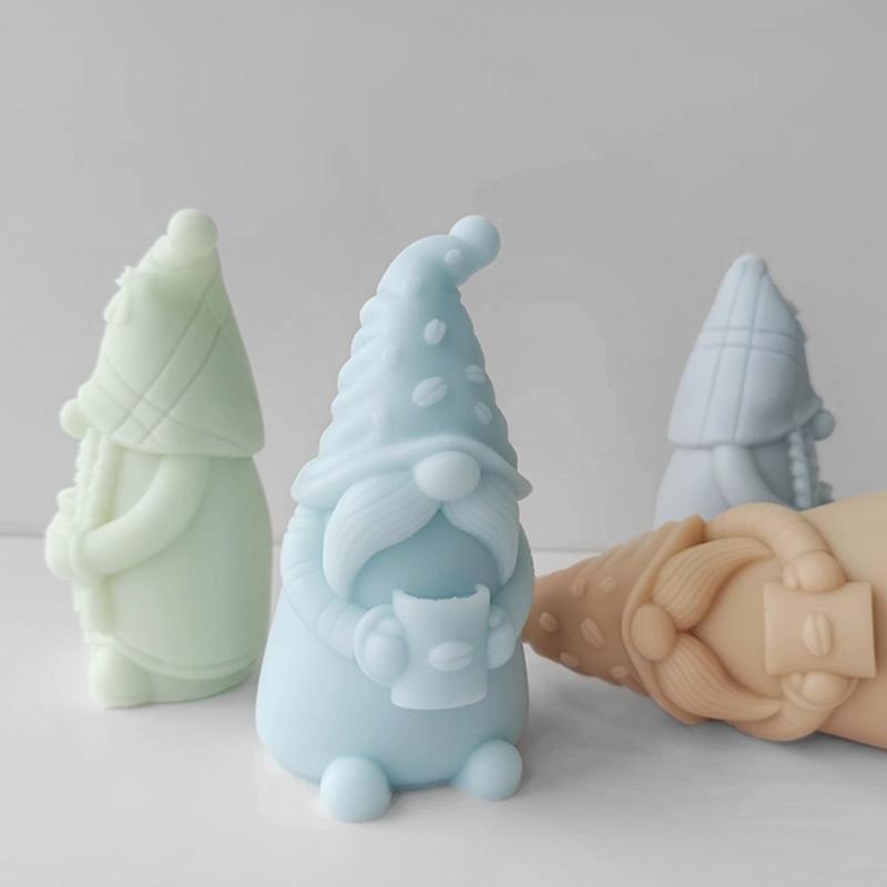 Faceless-Santa Candle Silicone Mold DIY Dwarf Perfume-Stone Candle Making Gypsum-Resin Mold Holiday Gift Home Decoration