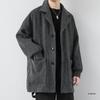 Men's Corduroy Wool Coat - Mid-Length, Loose Fit, Spring/Autumn, Hong Kong & Korean Style