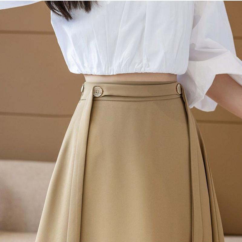 Half-length Skirt Women's Mid-length Chiffon Summer New Irregular Fashion High-waisted A-line Small Skirt