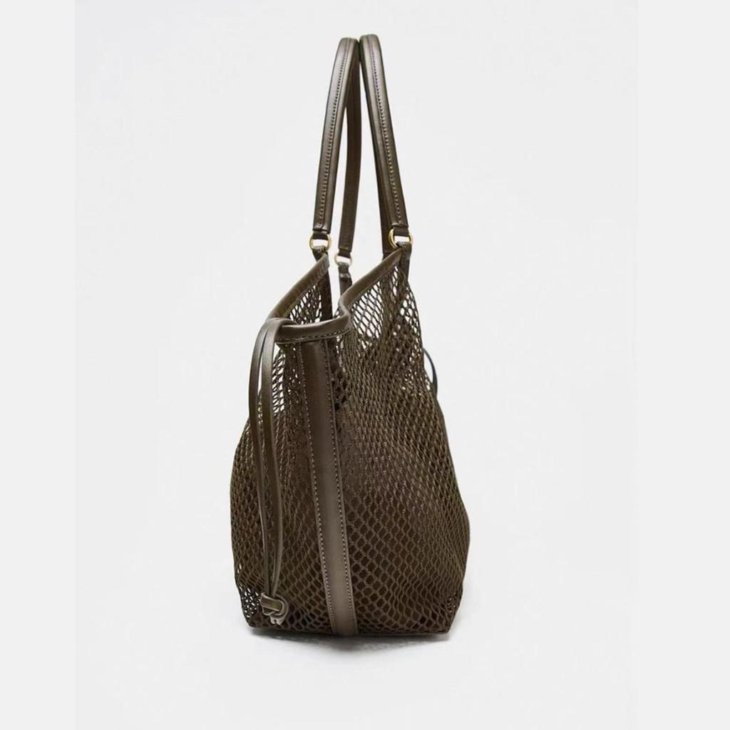 Dámská síťovaná plážová cestovní taška přes rameno s velkou kapacitou, ležérní nákupní taška, úložný prostor na plážové hračky, dutý design rybářské sítě