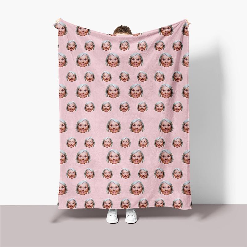 Rosa Hintergrund Foto Gesicht Haustierporträt Mit Bilddecke Personalisierter Stil Flanelldecke