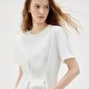 ELLE Women's French Pinch Pleat Round Neck Short Sleeve T-Shirt