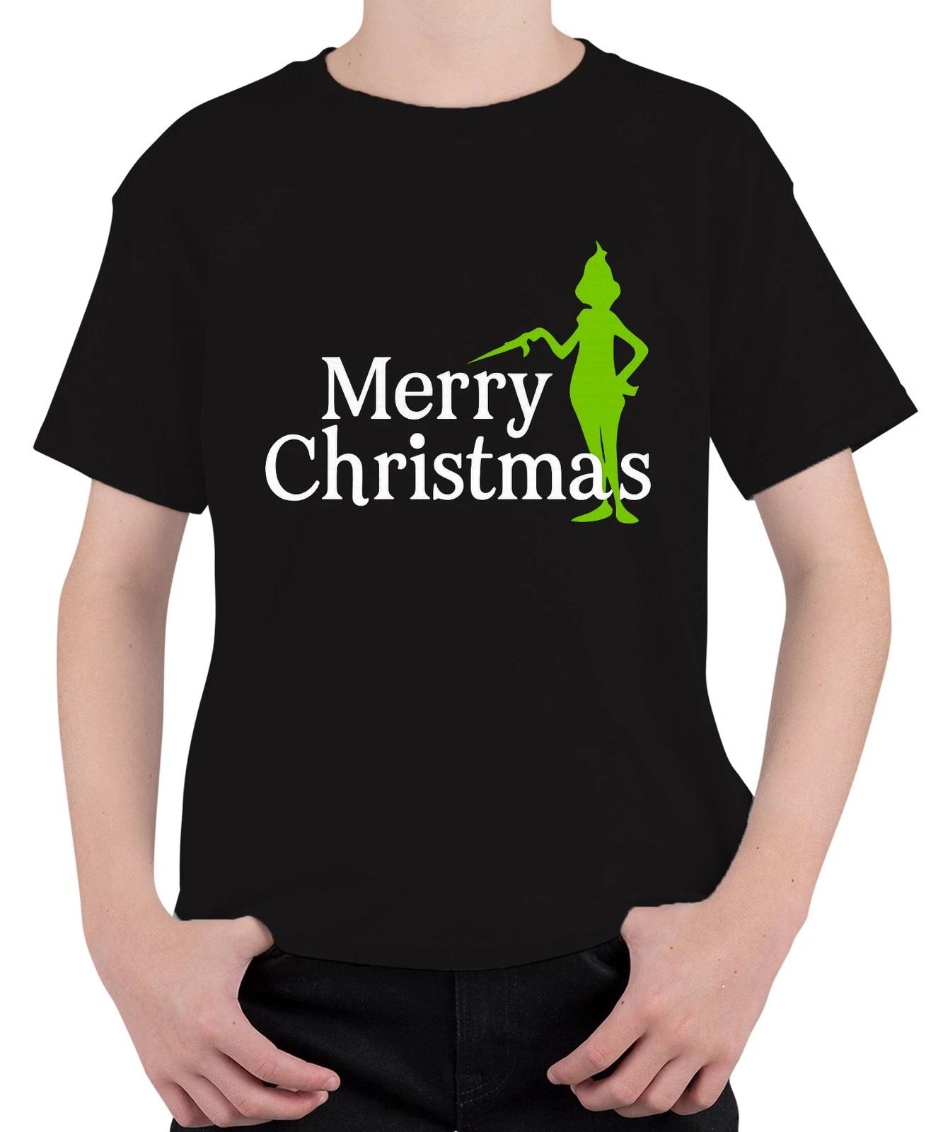 Merry Christmas grüne Silhouette weihnachtlich lustig Grinch Unisex Kinder T-Shi XXXXL