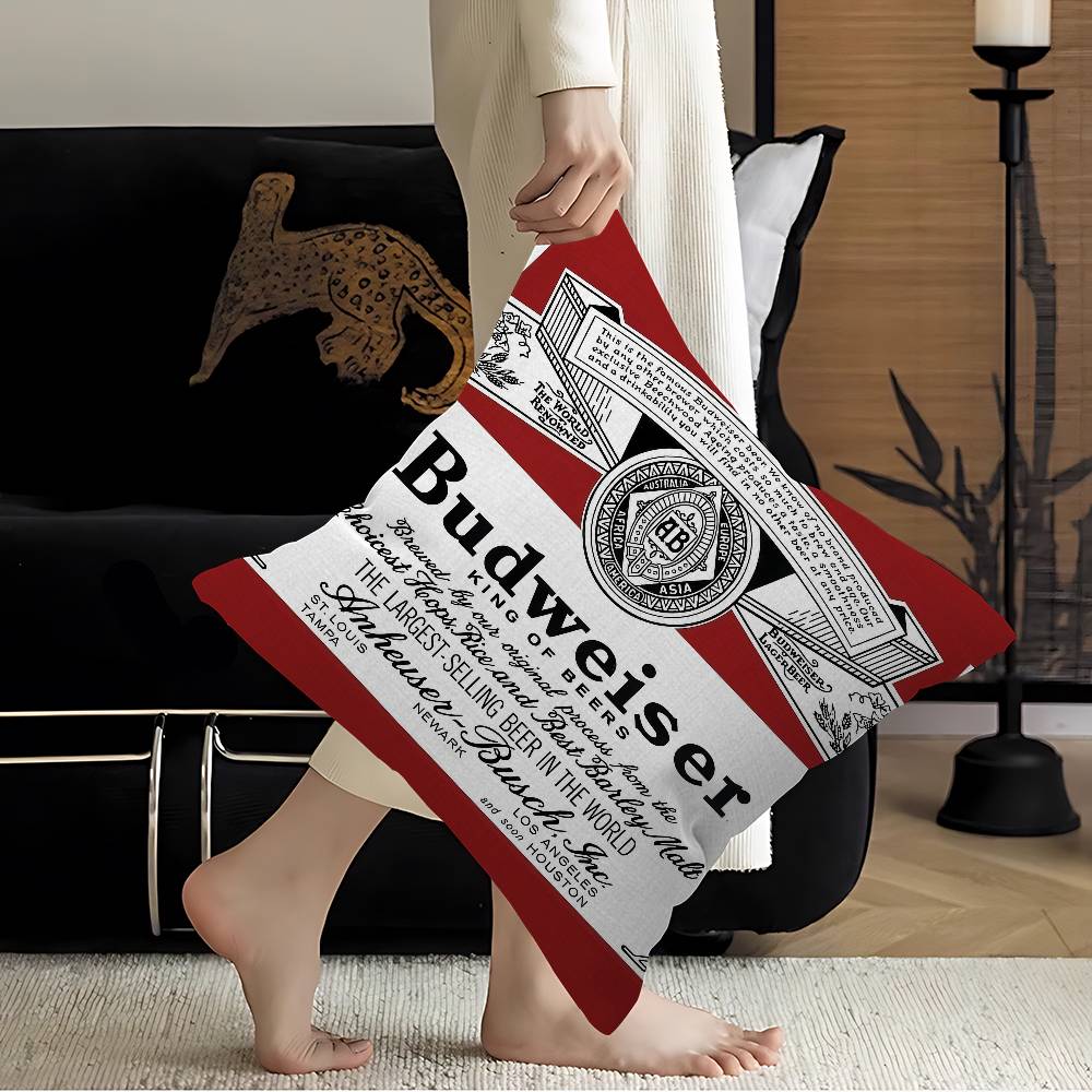 King Of Beer B-Budweiser Pillow Gifts Home Office Furnishings Bedroom Sofa Car Cushion Cover Case 45X45Cm