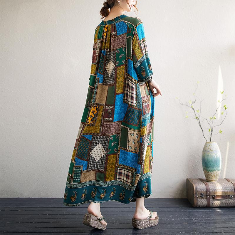 DIMANAF New 2026 Women Plus Size Summer Beach Lady Long Dress Loose Oversize Vintage Floral Print Sundress Clothing