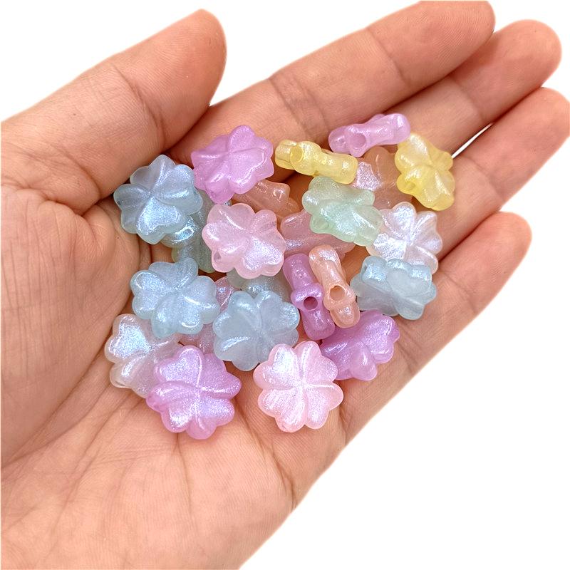 For Handmade Acrylic Loose Beads Jewelry Making DIY Jewelry Accessories Fluorescent Clover Beads 10pcs Peandants  Beads