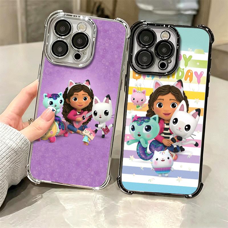 G-Gabbys Dollhouse Cartoon Plating Phone Case For Iphone 16 17 Pro Max Air 16E 14 15 Plus 12 13 Mini Anti-Fall Airabag Cover