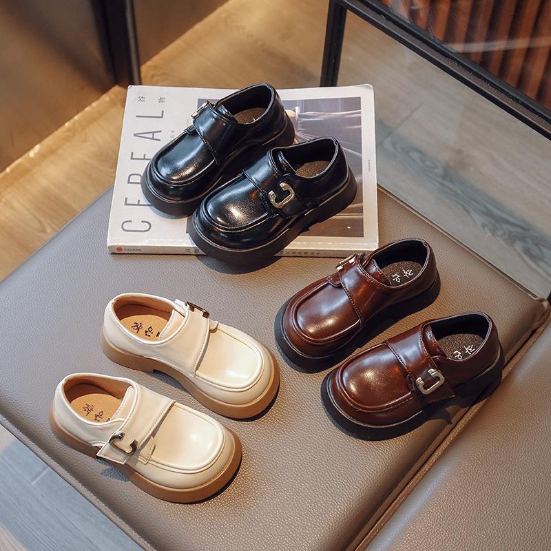 New Unisex Fashion Simple Leather Shoe Breath Casual Girl Shoe Versatile Thick Soled Princess Shoes Trendy Elegant Child Shoes