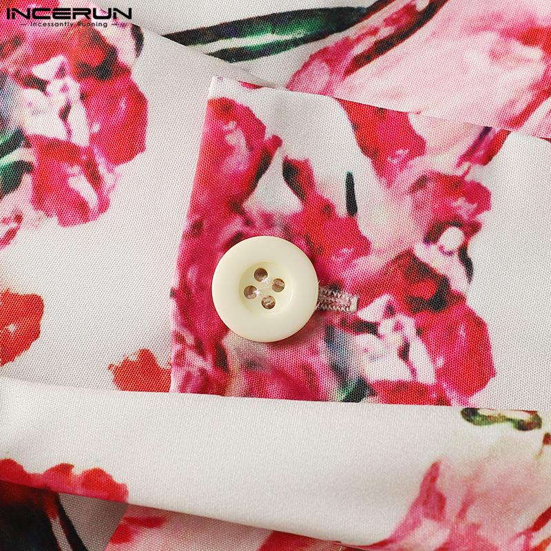 INCERUN Bohemian Men Floral Print Summer Pants Beach Holiday Wide Leg Trousers