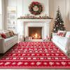 VIKAMA Kerst Sneeuwvlok Vloerkleed Rood Zwart Buffalo Plaid Wasbaar Antislip Anti Slip Tapijt Slaapkamer Woonkamer Woondecoratie