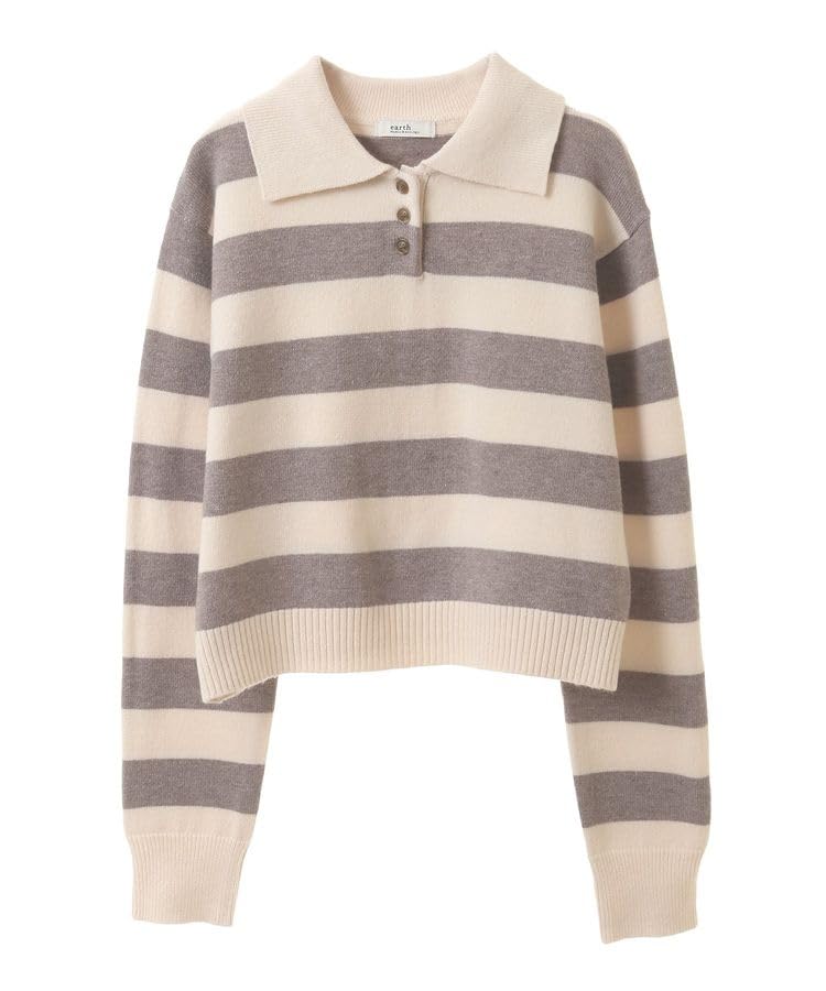 Earth Music Ecology Rugby Knit Sweatshirt In Ivory Stripes & Women's