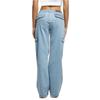 Pantalon cargo - Urban Classics - Femme - Taille haute - Denim extensible - Bleu clair