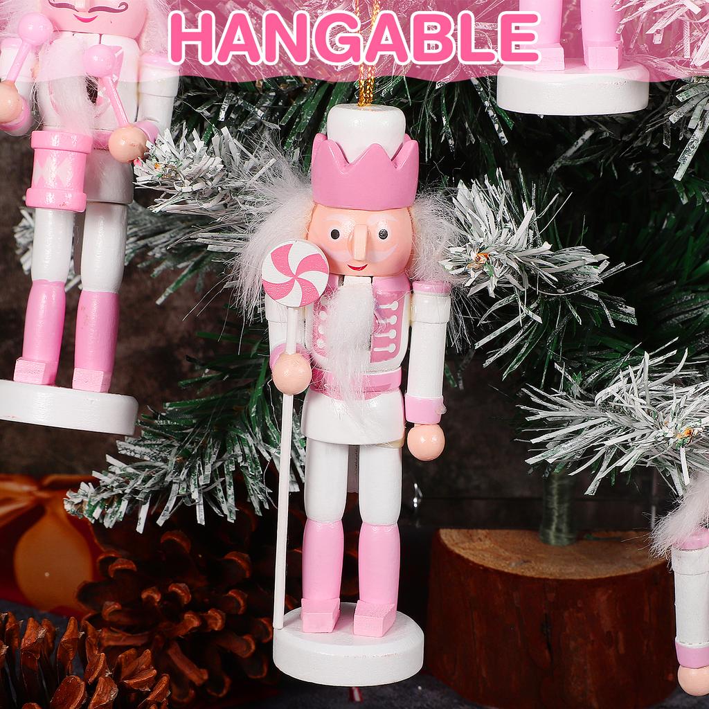 4Pcs Nutcracker Wood Craft Christmas Decorations for Shelves Mantel Display Wooden Nutcracker Ornaments Festive