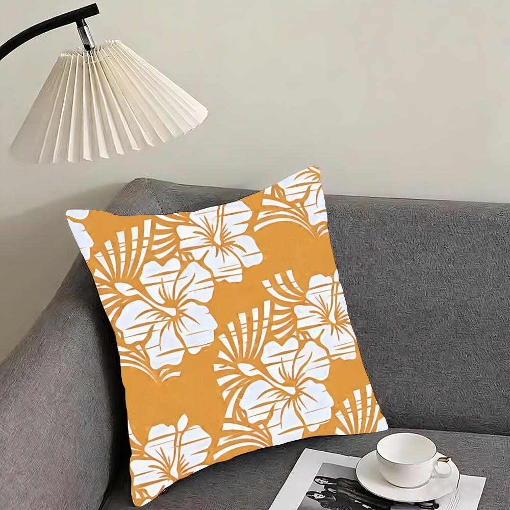 Hawaiian Flowers Cushion Cover Pillowcase Comfort Sofa Bed Silky Elegant Invisible Zipper Decorative Cushion Cover