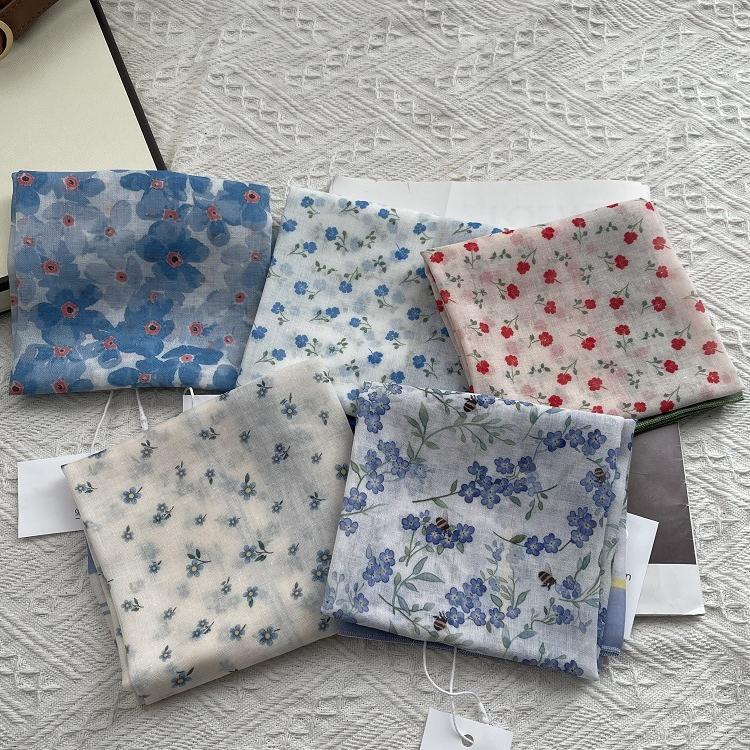 58*58cm Baumwoll-Quadrat-Schal Bandana, Kopfbedeckungen für Frauen, Kopftuch Taschentuch, Quadratischer Schal Stirnband, Vielseitige Schals für Frauen