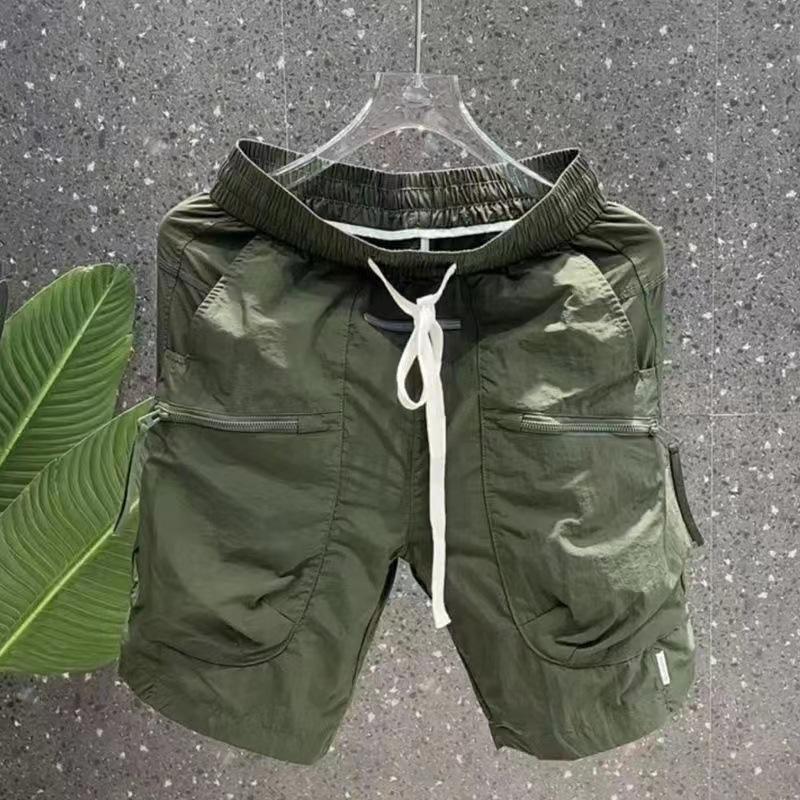 Men's Summer Lightweight Work Shorts Casual Cropped Pants Quick-Dry Outerwear with Pockets Zipper
